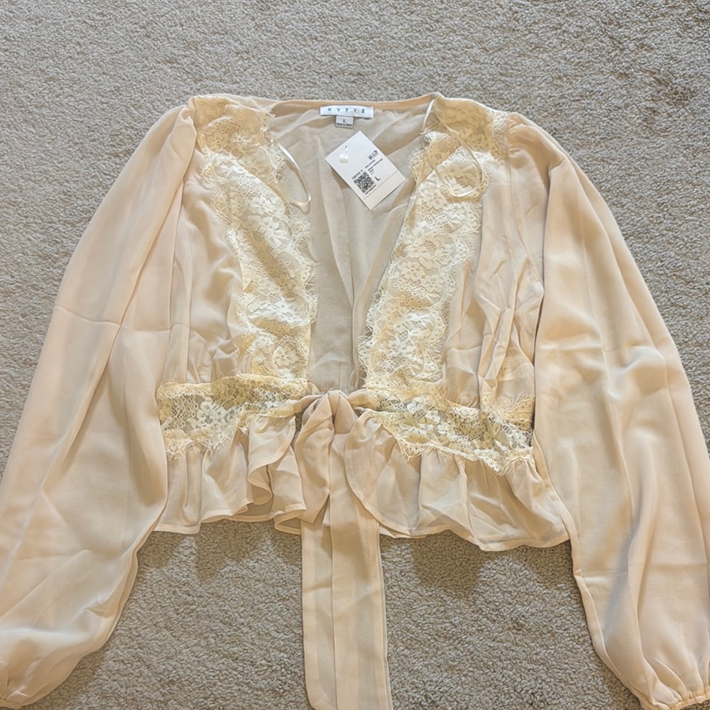 Women’s Hyfve F21 Cream Lace Detail Top